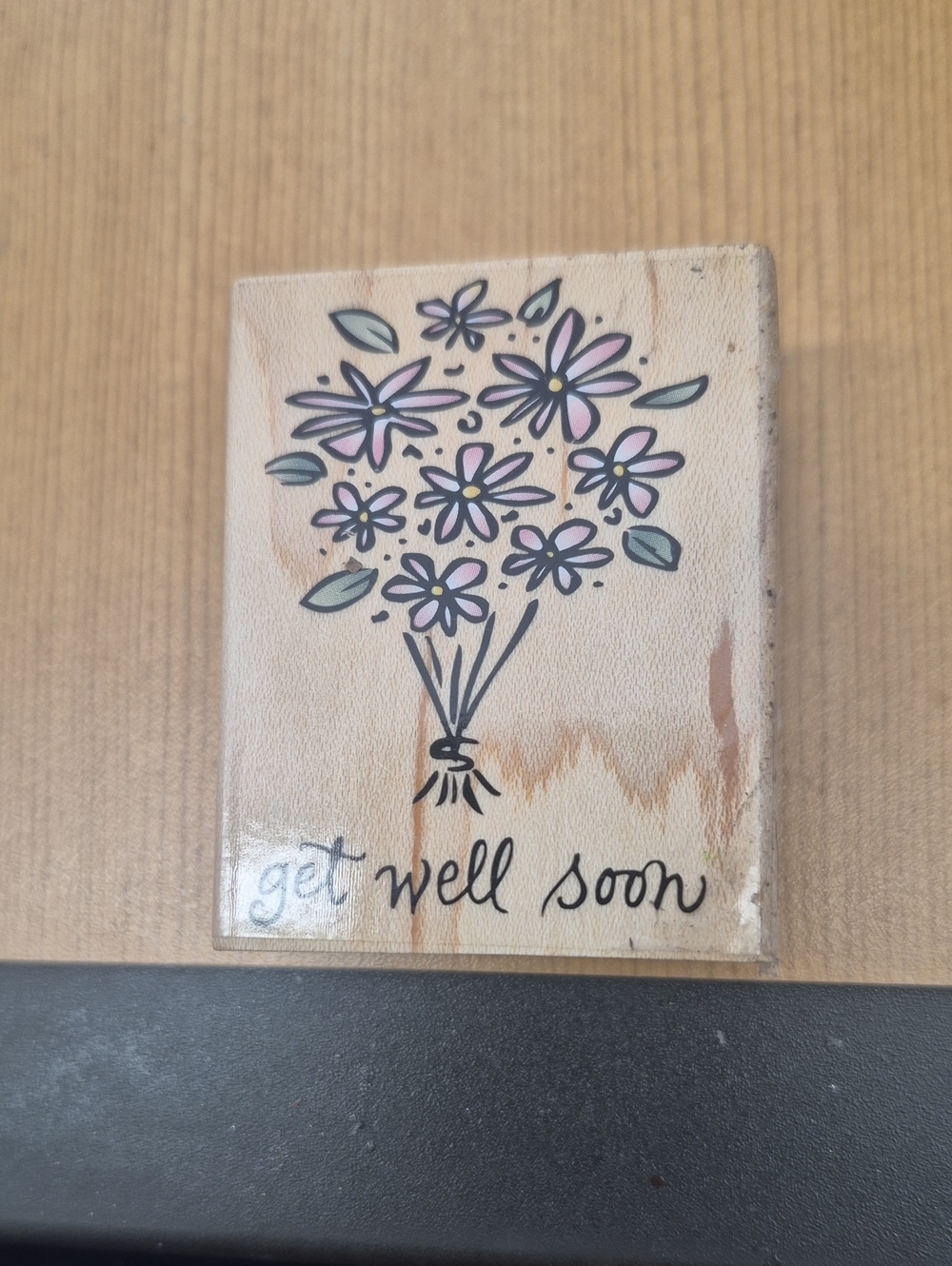 Get Well Soon Rubber Stamp  Pink Floral Bouquet By Hero Arts